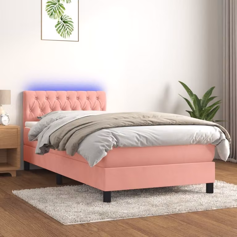 Maison Exclusive - Letto a Molle con Materasso e LED Rosa 100x200 cm in Velluto