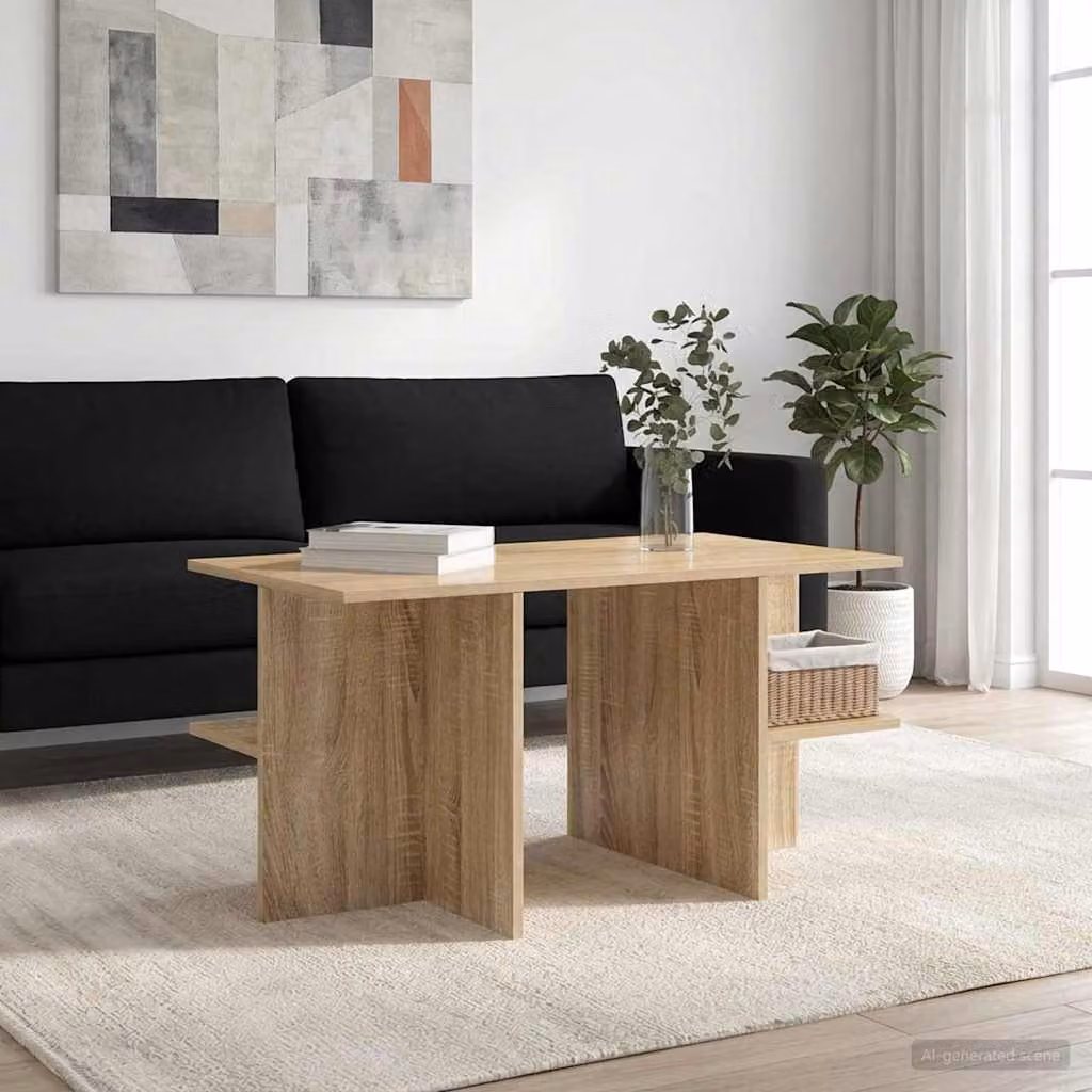 vidaXL Tavolino da salotto moderno in legno color rovere, L: 87 cm, P: 50 cm, H: 45 cm
