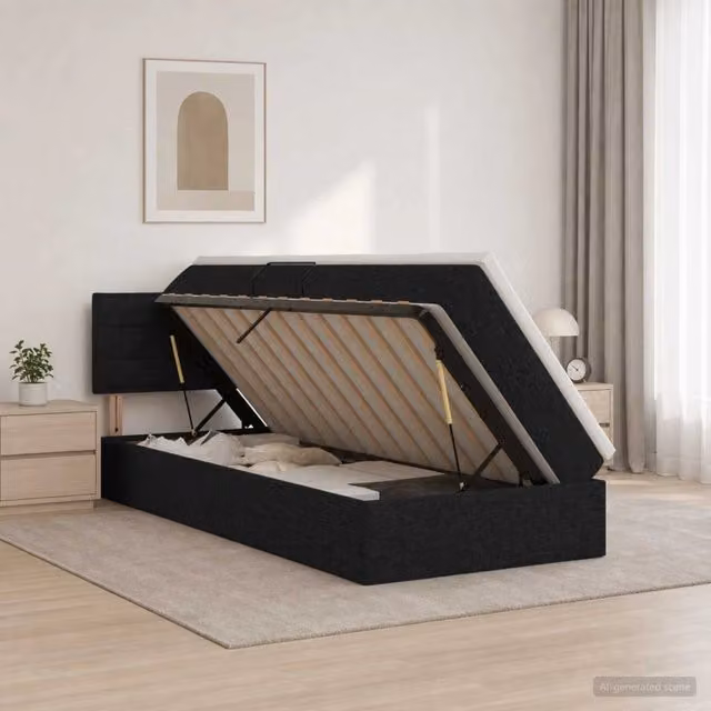 Letto con contenitore e materasso vidaXL in velluto nero L/P/H: 204 x 90 x 88 cm
