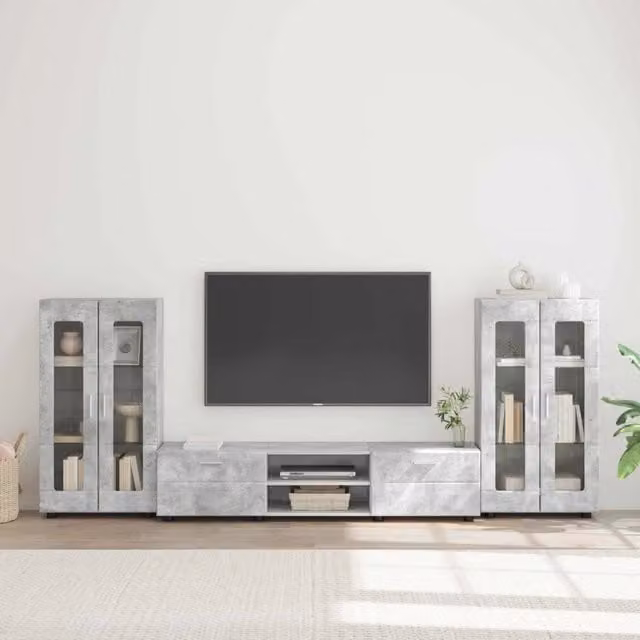 Set mobile TV FLORIN 3 pz Grigio cemento Legno ingegnerizzato 3397937