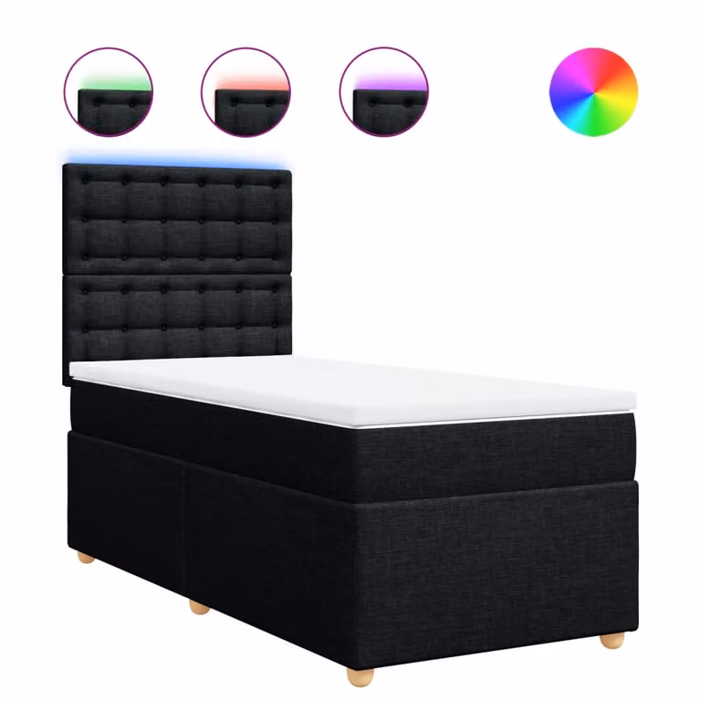 vidaXL Letto Ibrido Moderno con Materasso e Struttura Imbottita in Tessuto, L/P/H: 90 x 190 cm, Nero e Bianco