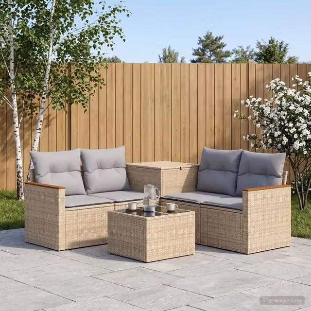 Set di divani 6 pz Beige e Grigio Chiaro 55 x 55 x 37 cm 3447625