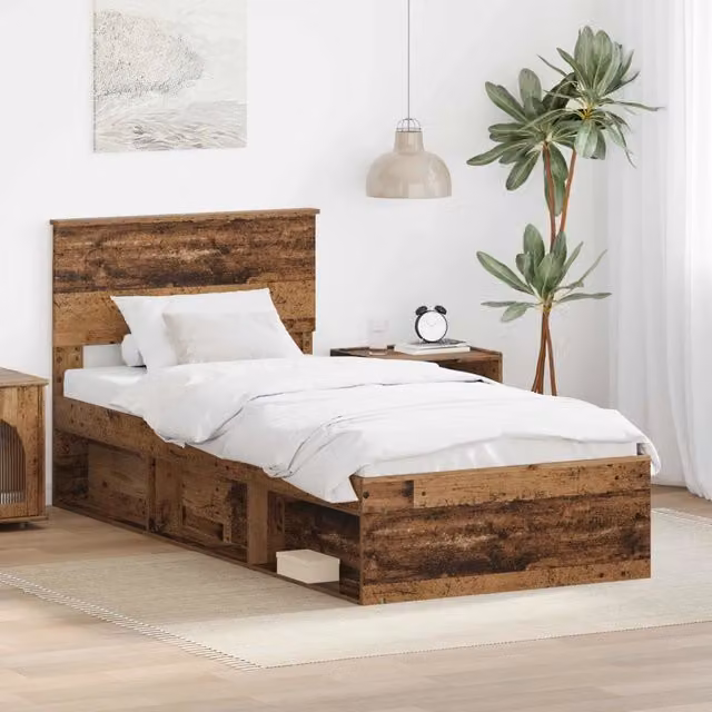 Struttura del letto con testiera Legno vecchio 90 x 190 cm 3407929