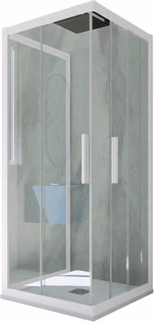 Box doccia Kolors Trio FORTE a 3 lati scorrevoli con vetro trasparente e profilo bianco matt, L: 120 cm, P: 70 cm, H: 200 cm