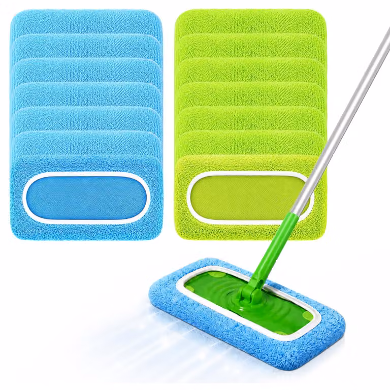 Coperture per mocio in microfibra, per uso umido e asciutto, confezione da 4 pezzi, colore azzurro chiaro/verde chiaro
