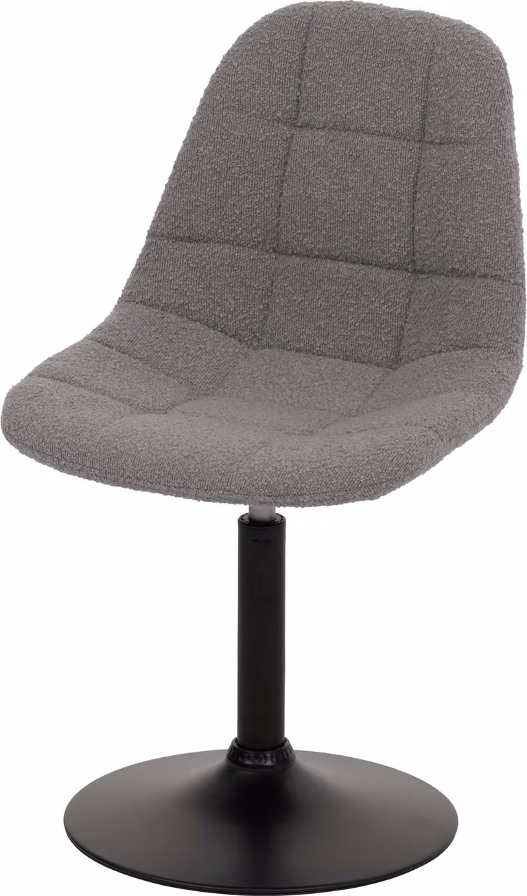 Set da 2 sedie da pranzo | A x L x P 83 x 47 x 43 cm | Altezza seduta 47 cm | Acciaio, tessuto bouclé | Grigio | Sedia da cucina, sedia girevole