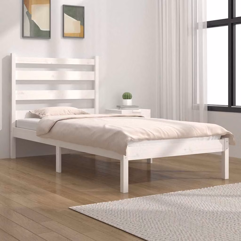 vidaXL Giroletto Bianco in Legno Massello di Pino L: 100 cm, P: 200 cm