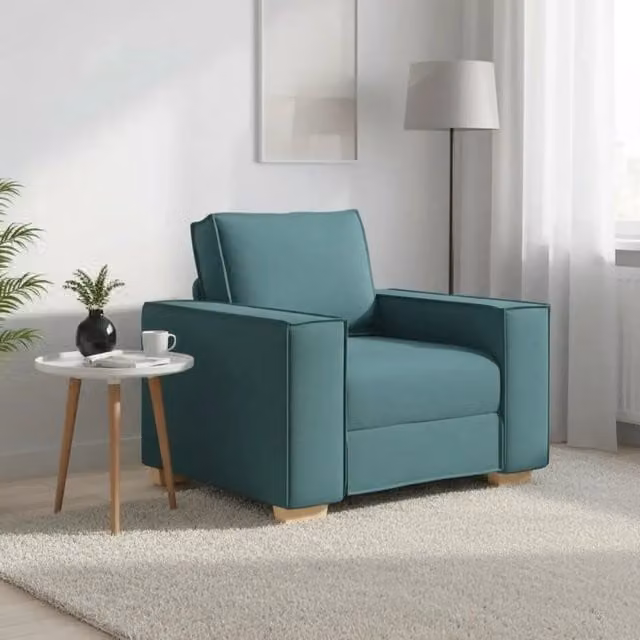 Poltrona Lounge Moderna in Tessuto Verde con Braccioli L: 100 cm, P: 78 cm, H: 84 cm – 1