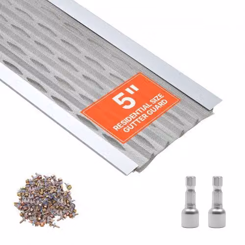 Set di 20 coperture parafoglie per grondaie VEVOR in alluminio argento con microrete in acciaio, Lunghezza: 153,4 cm, Spessore: 1,38 mm