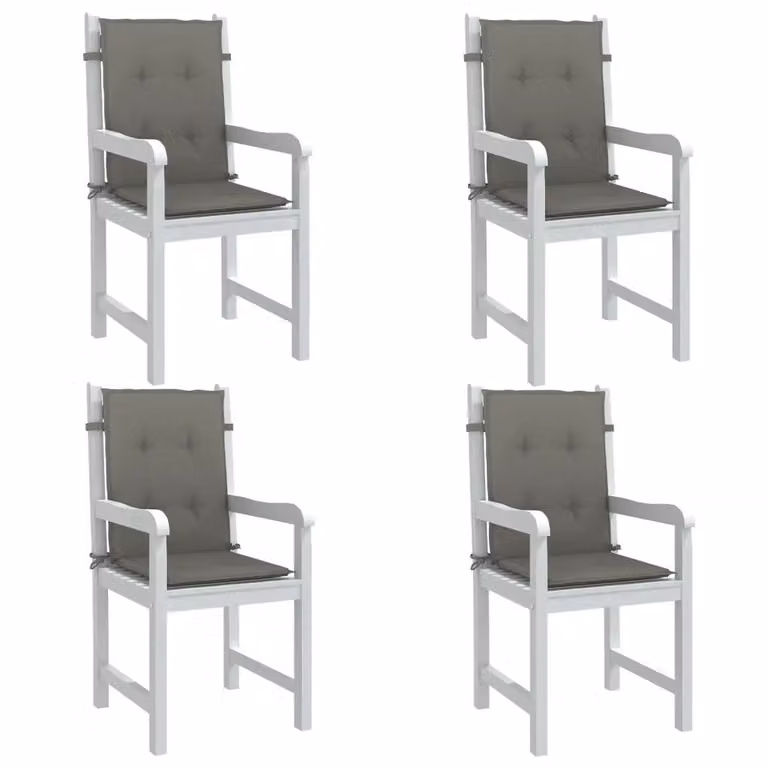 Set di 4 cuscini per sedia vidaXL in poliestere grigio, modello moderno con schienale basso, L 100 cm x P 50 cm x H 4 cm