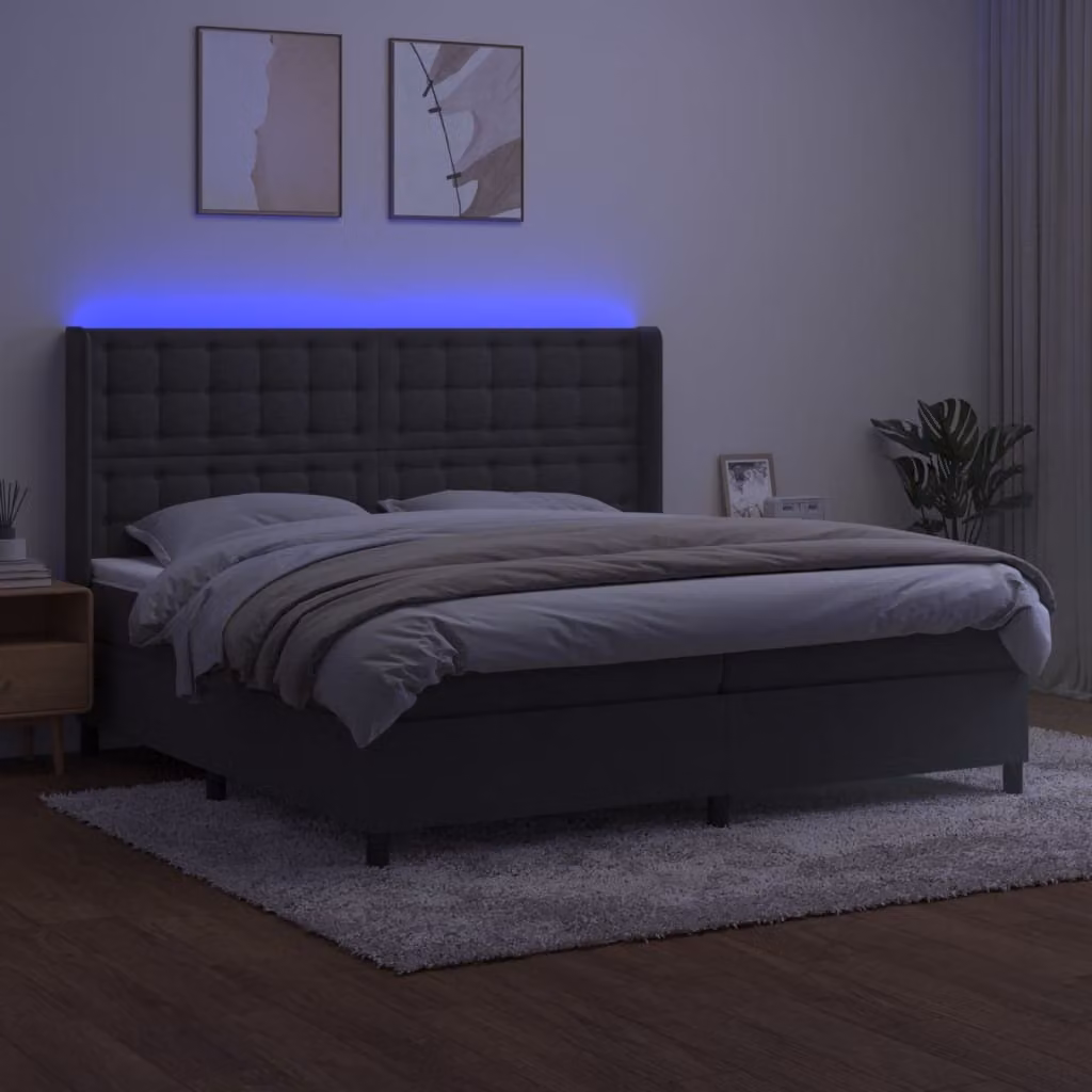 Maison Exclusive - Letto a Molle con Materasso e LED Grigio Scuro 200x200 cm