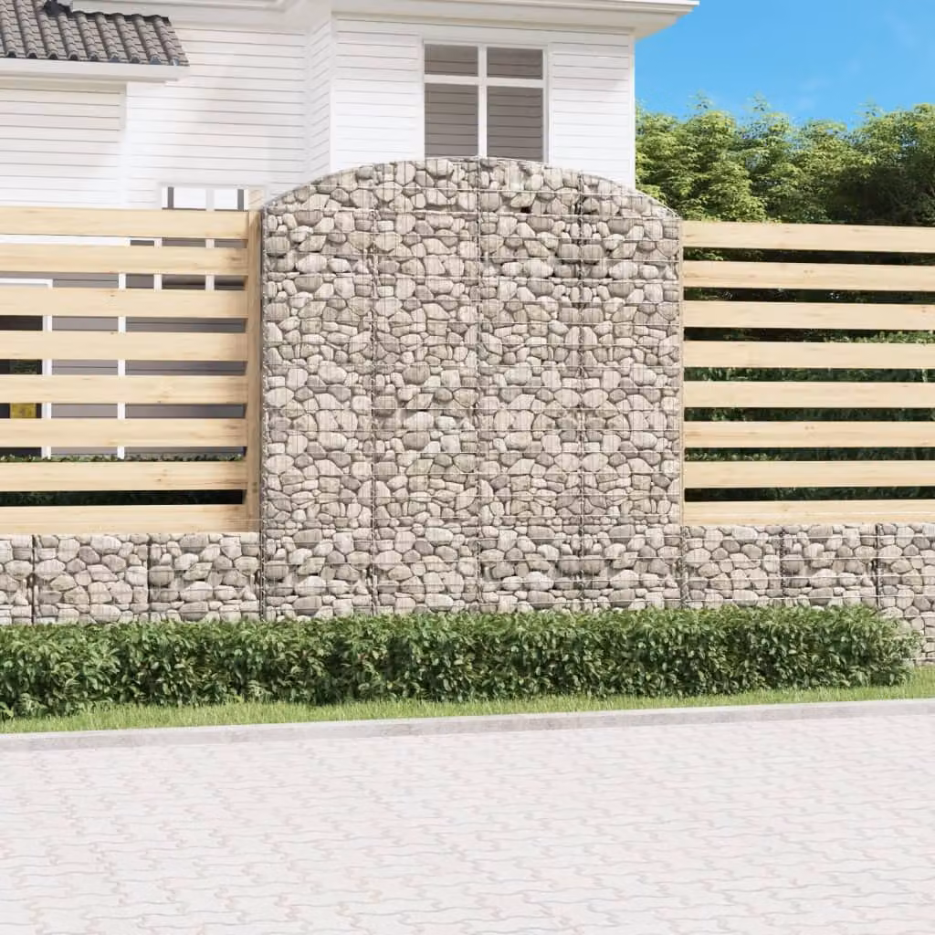 Cesto Gabbione ad Arco vidaXL in Acciaio Zincato Grigio L/P/H: 200 x 50 x 220/240 cm