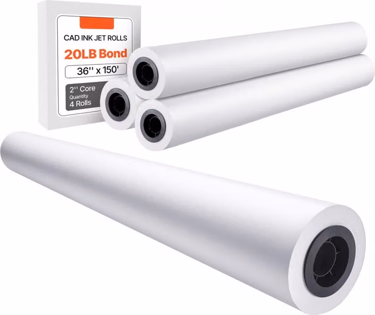 Carta per plotter di grande formato - 4 rotoli 915mmx45,7m - Rotoli CAD Bond - Ideale per disegni tecnici e presentazioni