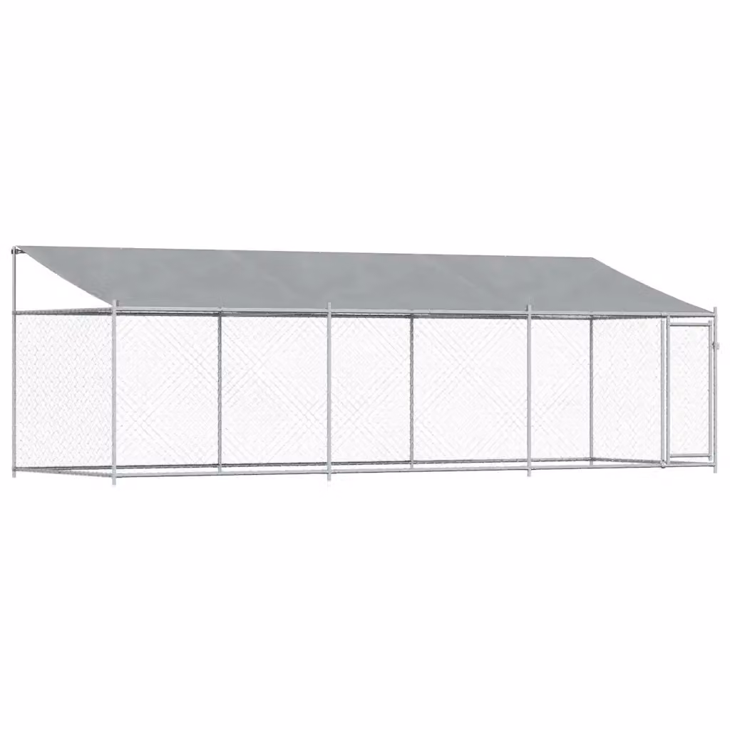 Gabbia per cani VIDAXL in acciaio zincato con tetto e porta, colore grigio, L/P/H: 6 x 2 x 2 m – 2