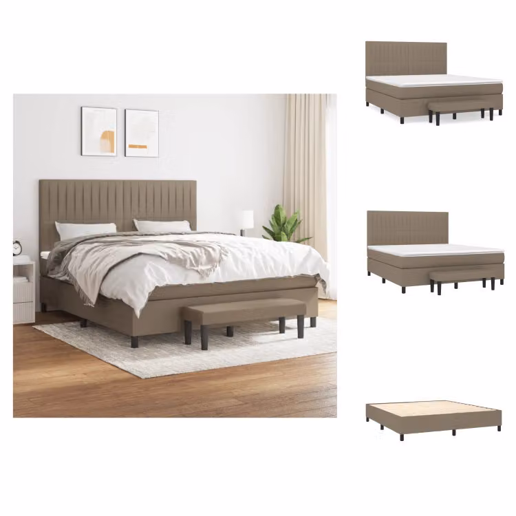 vidaXL Letto a molle con materasso in tessuto taupe 180x200 cm - Letti e strutture letto