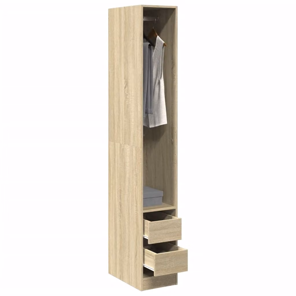 Armadio a parete vidaXL in legno color rovere con ripiani interni e appendiabiti L/P/H: 30 x 50 x 200 cm – 1