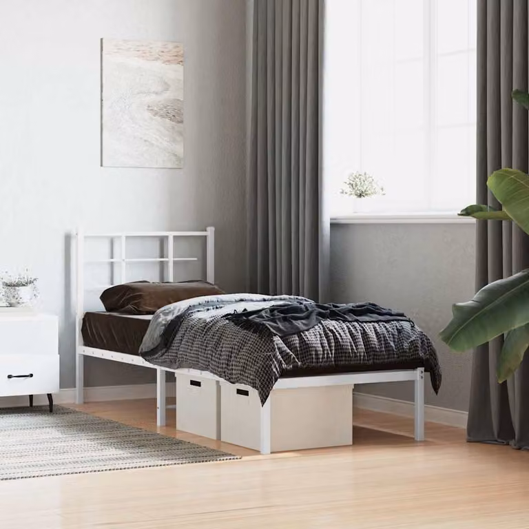 vidaXL Giroletto con Testiera in Metallo Bianco L 80 cm x P 200 cm