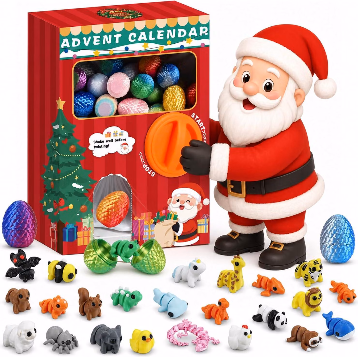 Calendario dell'Avvento 2026 a tema animali, in 3D, con dispenser a capsule