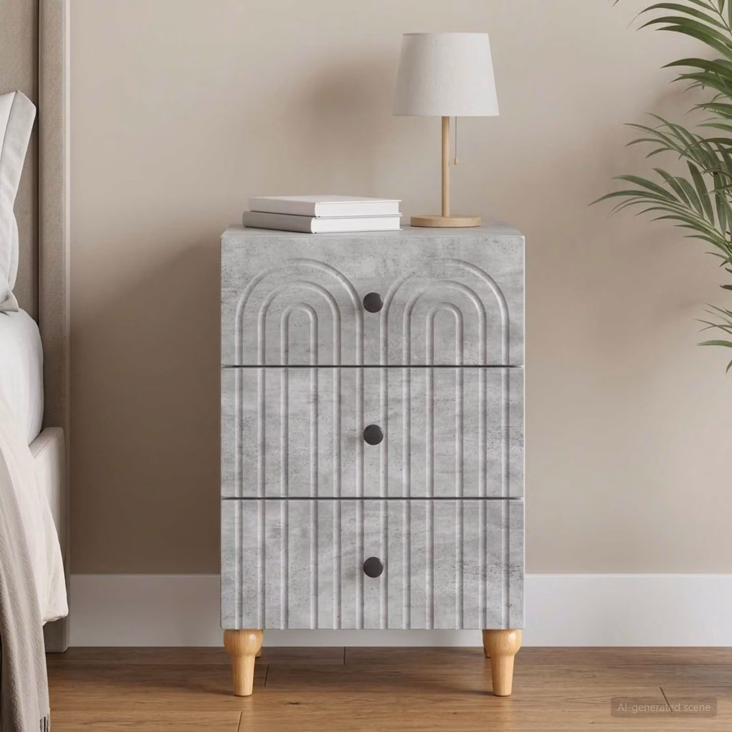 Armadio da Notte Moderno vidaXL Grigio Cemento L: 43 cm, P: 41 cm, H: 66,5 cm