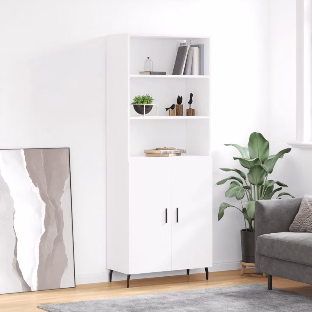Credenza moderna vidaXL bianca con ante a battente e ripiani interni L: 69,5 cm, P: 34 cm, H: 180 cm