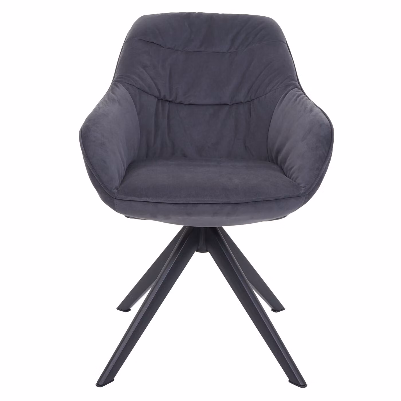 Sedia da pranzo HWC-K28, sedia da cucina sedia imbottita sedia con braccioli, girevole, metallo ~ tessuto/tessuto grigio