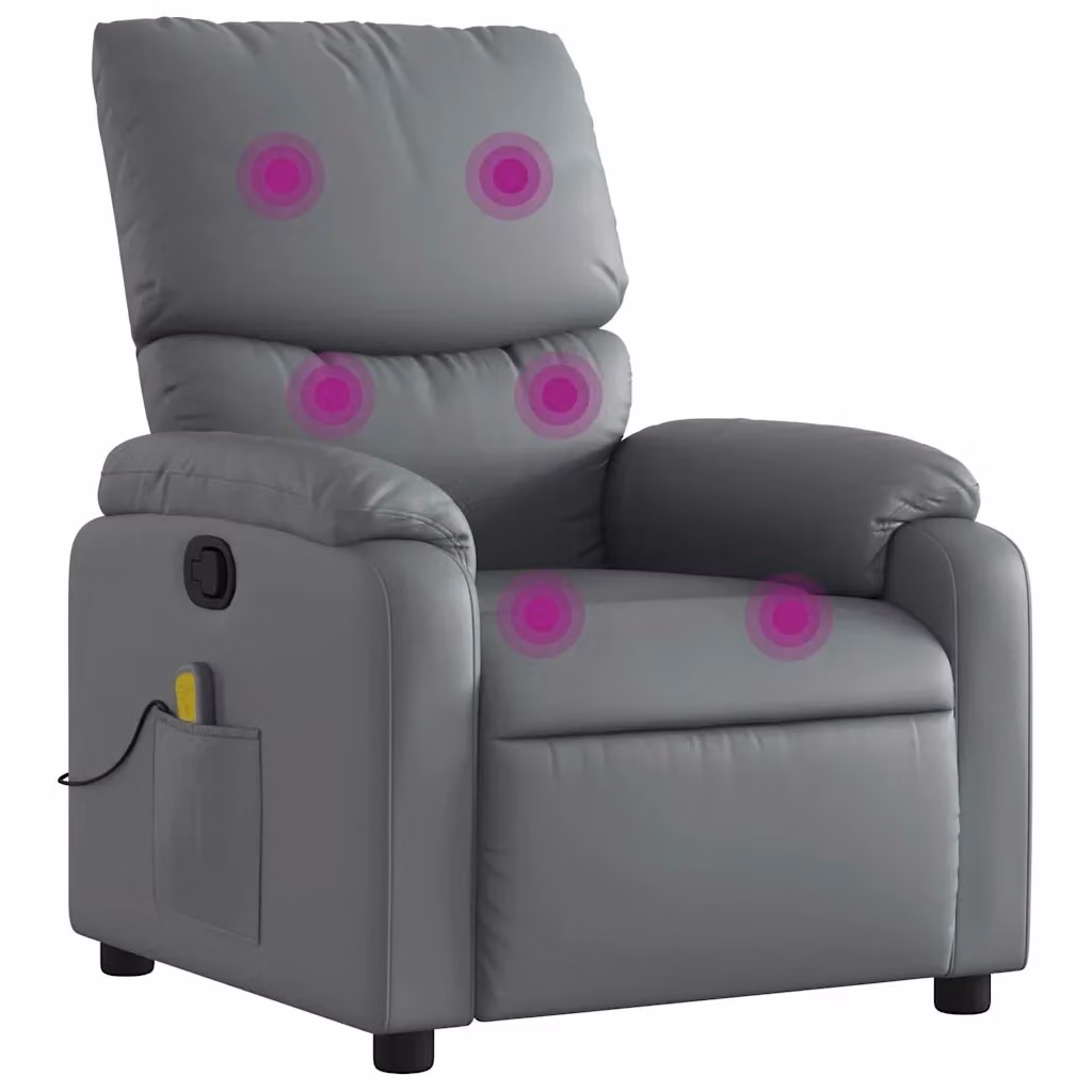 Poltrona Relax Reclinabile vidaXL in Similpelle Grigia con Braccioli – 2