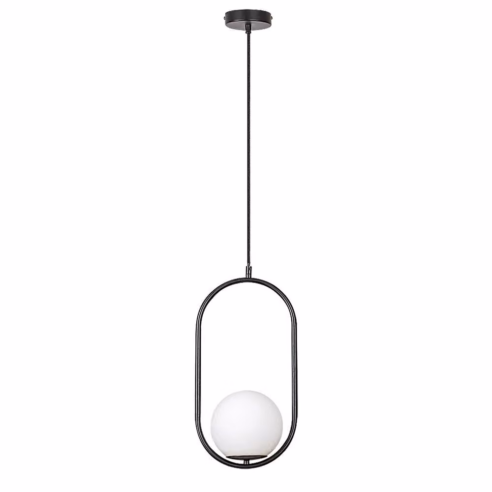 Rabalux 72028 Lampada a sospensione 1 spot Ghita, E27, bianco-nero, rotonda, moderna, ø150mm
