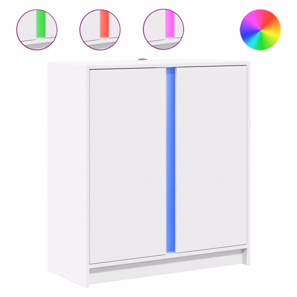 Credenza con LED Bianca 77x34x85 cm in Legno Multistrato