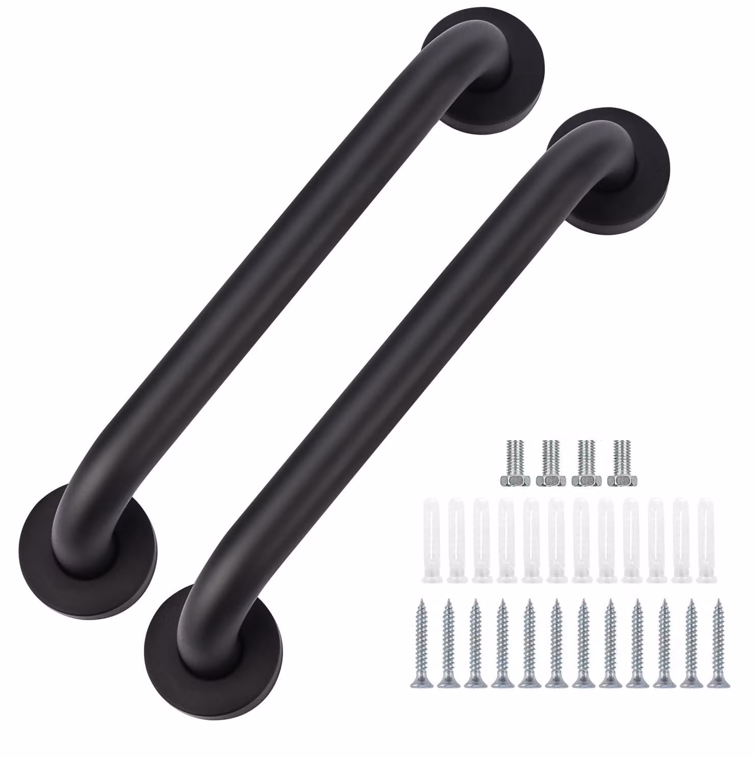 Maniglie per vasca da bagno, 70 cm, 2 pezzi, acciaio inossidabile, finitura nera opaca, per doccia