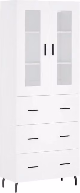 Credenza | Madia | Buffet da pranzo | Armadio da pranzo Bianca 69,5x34x180 cm in Legno Multistrato