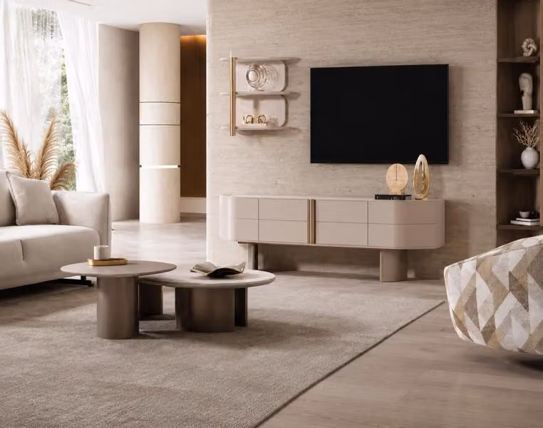 Mobile TV, scaffale, tavolino laterale, beige, stile moderno, nuovo