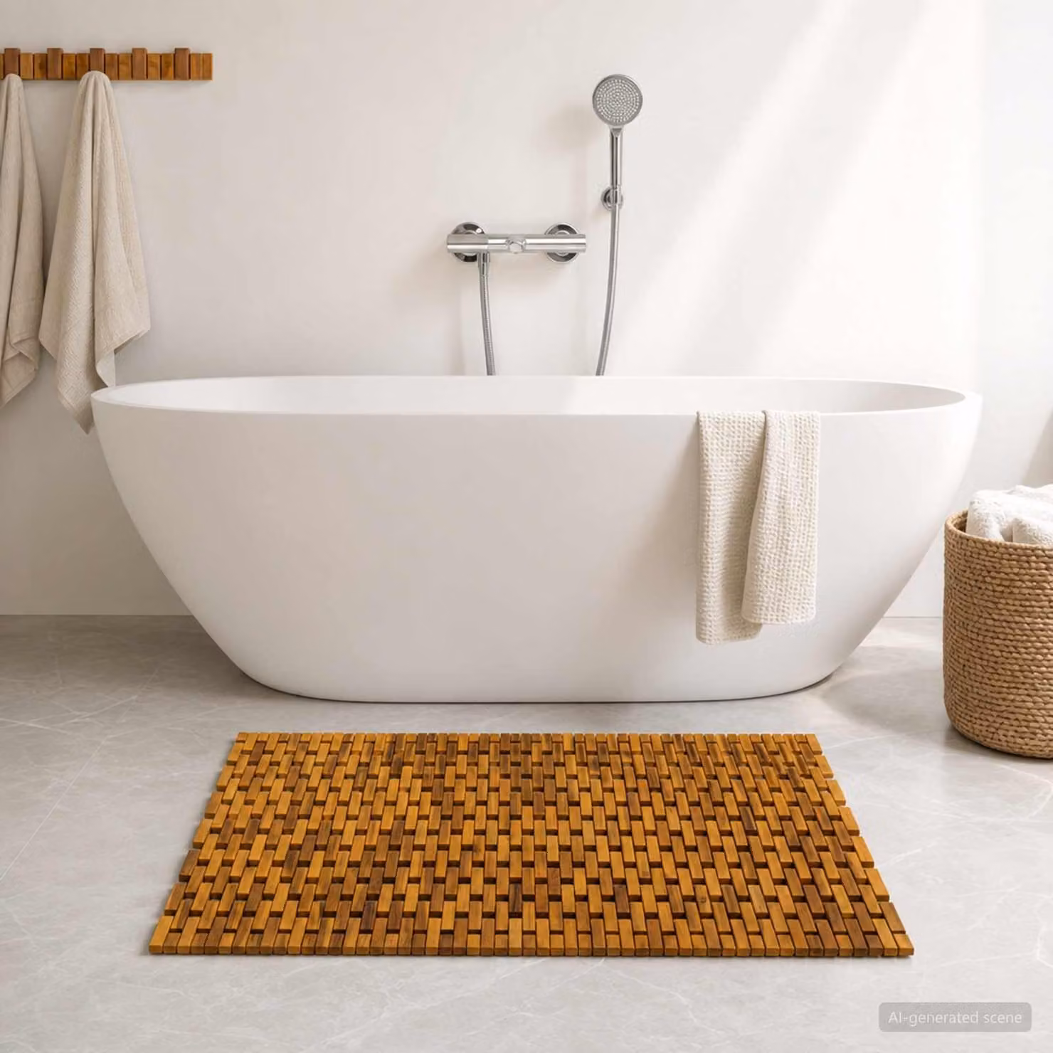 Tappetini da bagno e esterni vidaXL effetto legno rustico marrone L: 120 cm, P: 85 cm