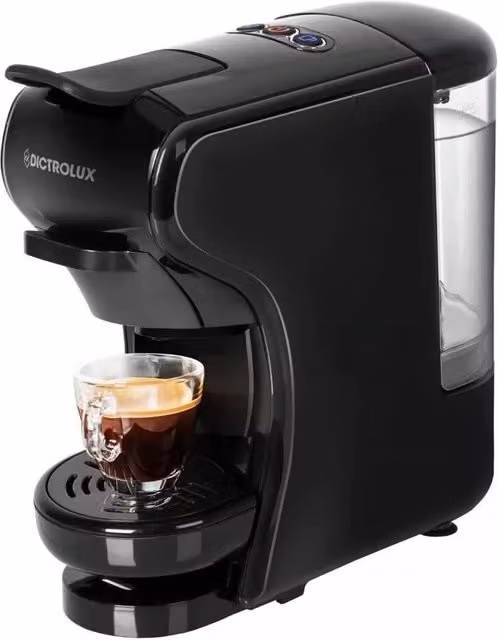 Macchina da Caffè Trade Shop Traesio 4in1 Compatibile con Nespresso, Dolce Gusto e A Modo Mio, 1450W, Nero