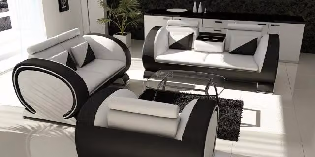 Sofagarnitur Couch Polster Leder Garnitur Couchen Sofas 3+2+1 Ledersofa Sofa