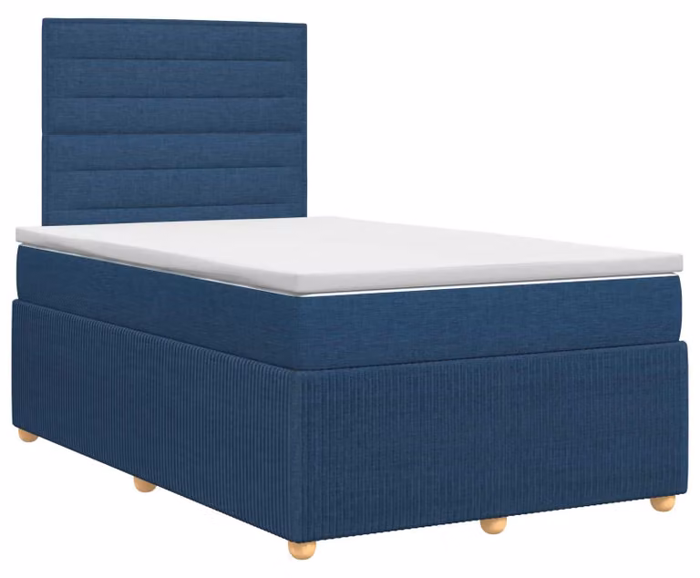 Letto a molle con materasso blu 120 x 190 cm in tessuto