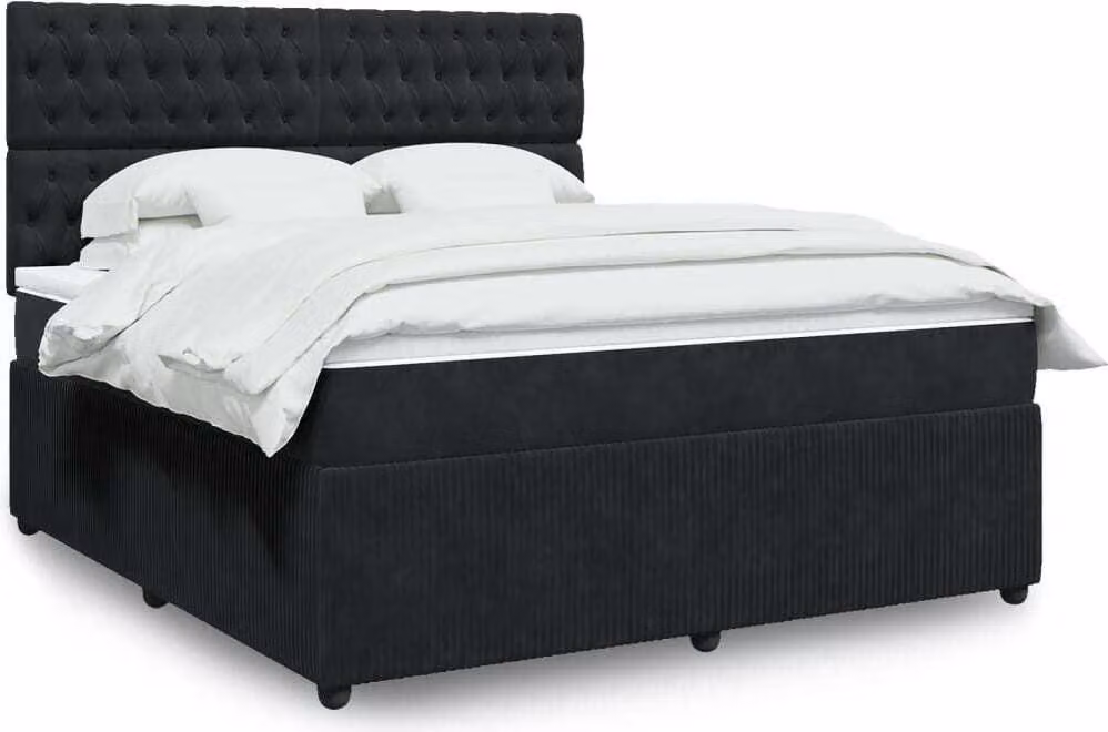 Maison Exclusive - Giroletto a Molle con Materasso Nero 180x200 cm in Velluto