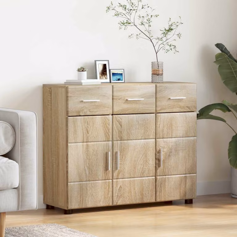 Credenza moderna vidaXL FLORIN in Rovere Sonoma, L 88,5 x P 30,5 x H 73 cm