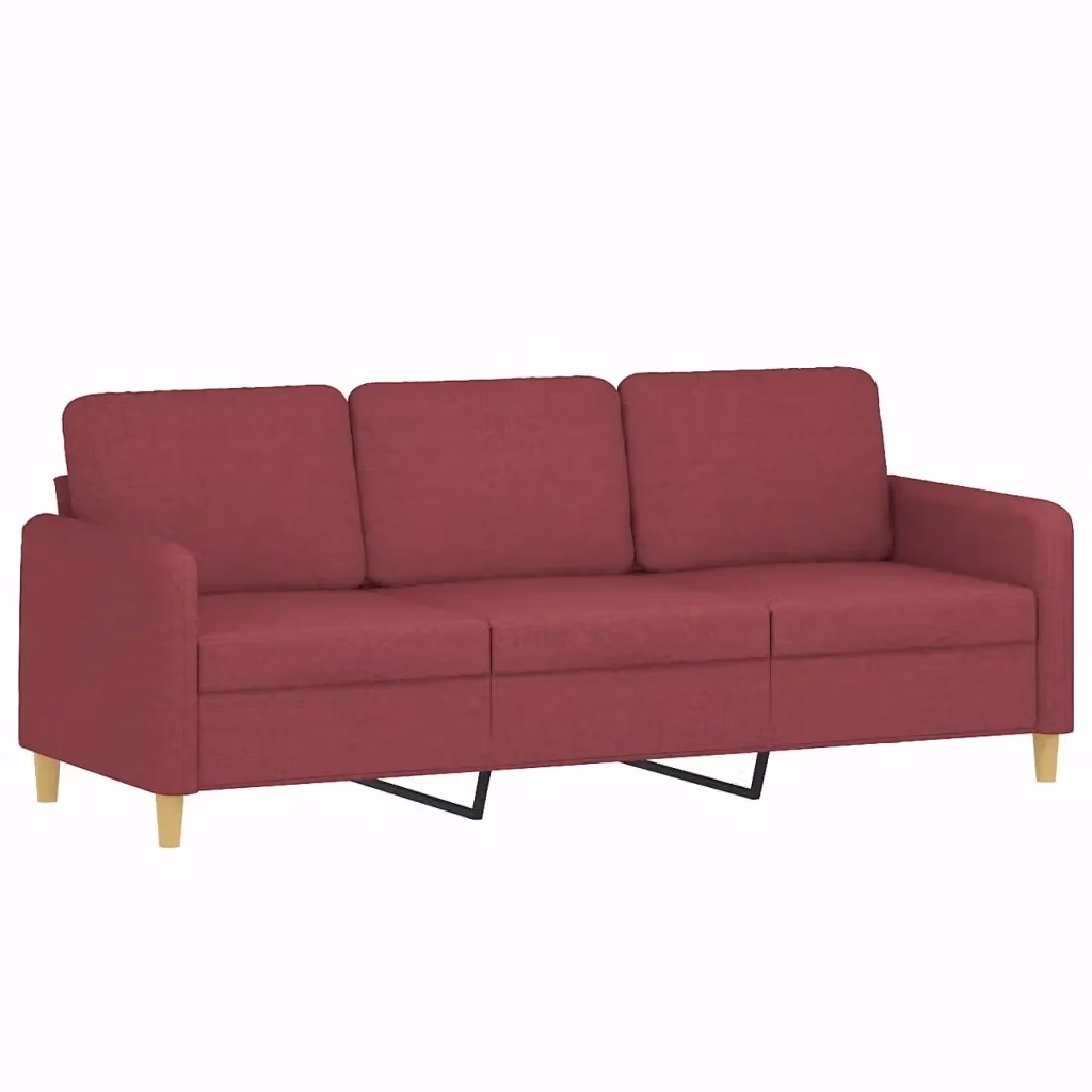 Divano a 3 posti moderno vidaXL in tessuto rosso con struttura in metallo per il tuo soggiorno L: 198 cm, P: 80 cm, H: 77 cm – 2