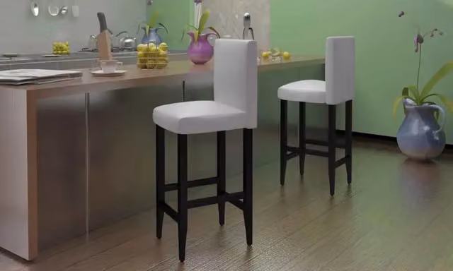 Set di 2 sgabelli da bar vidaXL in similpelle bianca con struttura in legno e metallo