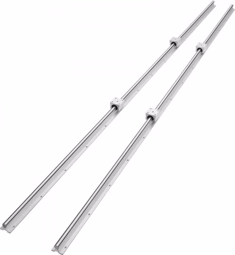 Guida lineare - Set di 2 guide lineari SBR20-2200 mm Acciaio al carbonio e alluminio - Incl. 4 pattini di scorrimento SBR20UU Cuscinetti lineari Blocco cuscinetto