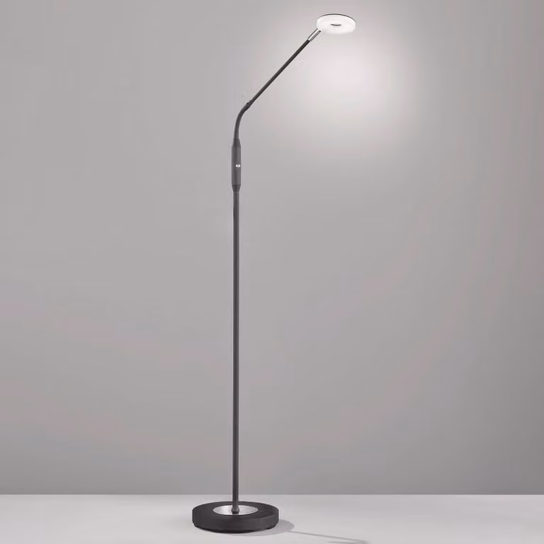 FISCHER & HONSEL Lampada da terra a LED Dent, dimmerabile, Nero, Soggiorno / Sala da pranzo, Metallo, Moderno, Lampada LED da terra