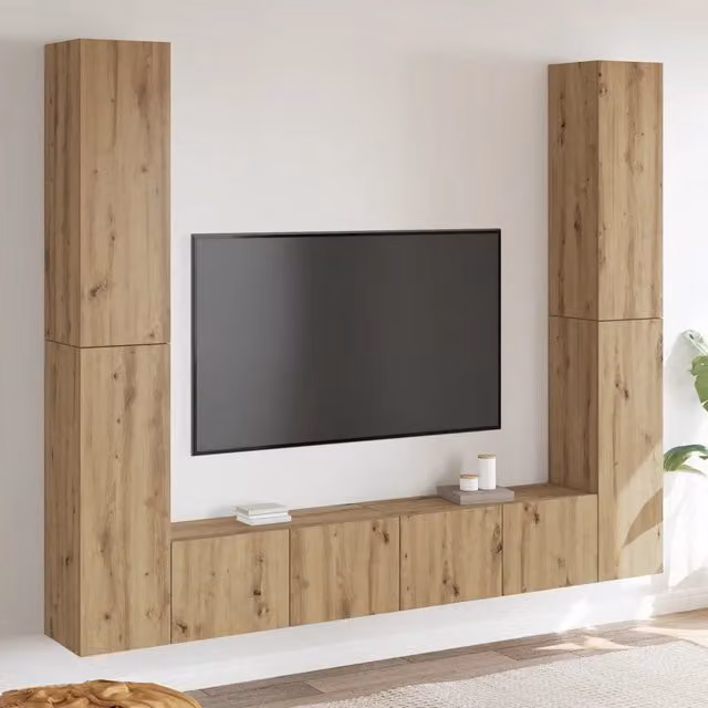 Mobili TV a Parete 6 pz Rovere Artigianale Legno Multistrato 3328986