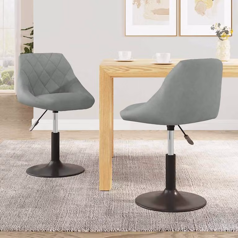 Set di 2 sedie da pranzo girevoli vidaXL in velluto grigio con design moderno e base in metallo
