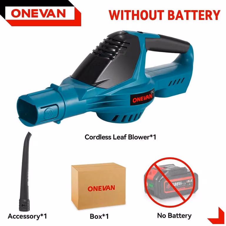 Soffiatore per foglie - Soffiatore a batteria senza spazzole - 5500 W - Senza fili - Portatile - Senza batteria