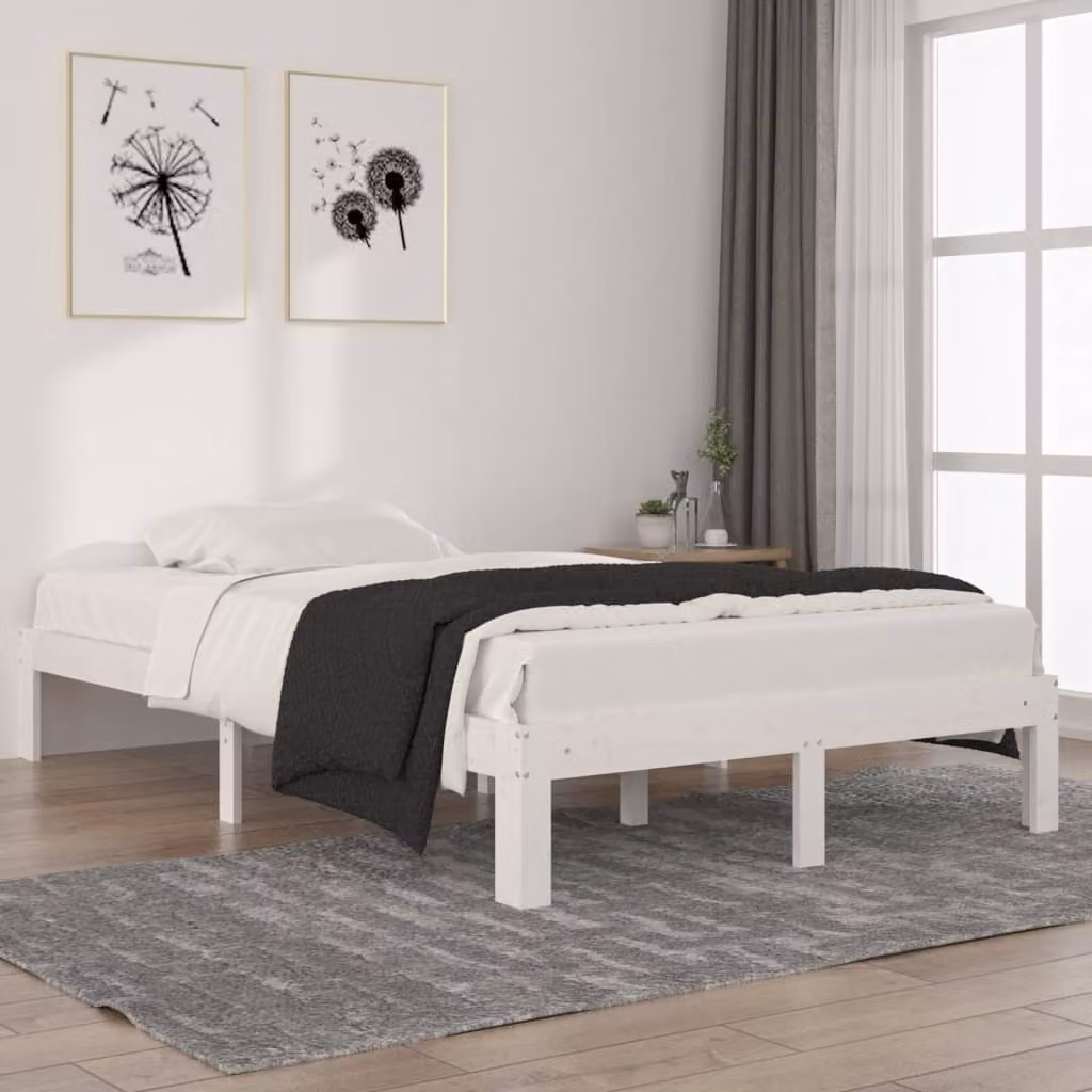 The Living Store Letto in legno massiccio di pino bianco 120x200 cm