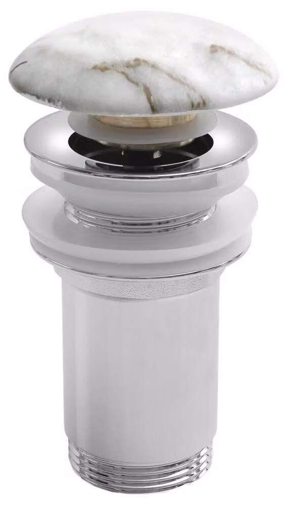 Garnitura di scarico 5/4", clic-clac, tappo in Vetroceramica, 10-50 mm, Bianco Carrara