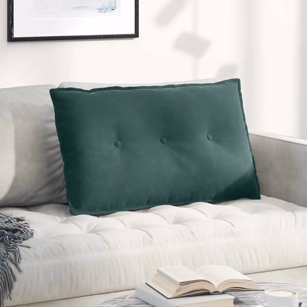 Cuscino per schiena ergonomico vidaXL in velluto a coste verde, L: 80 cm, P: 50 cm, H: 19 cm