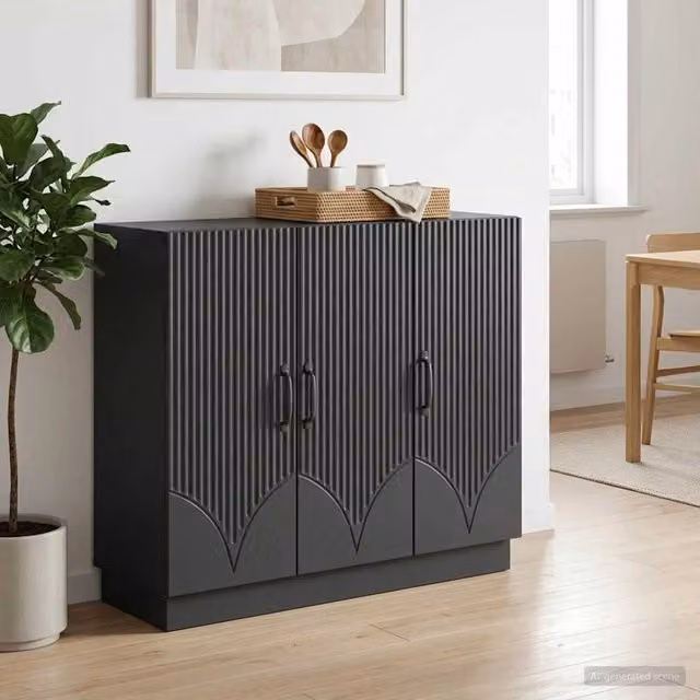 Credenza moderna vidaXL in legno MDF nero L: 89 cm, P: 34,5 cm, H: 77 cm