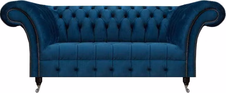 Dunkelblaue Chesterfield Polstercouch Designer Wohnzimmer Textil Sofa