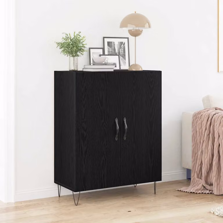 Credenza stile industrial vidaXL in legno MDF nero L: 69,5 cm, P: 34 cm, H: 90 cm